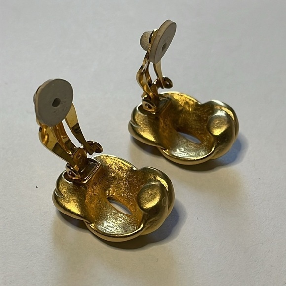 Vintage Erwin Pearl Spiral Knot Gold Tone Clip On Earrings - Picture 5 of 5
